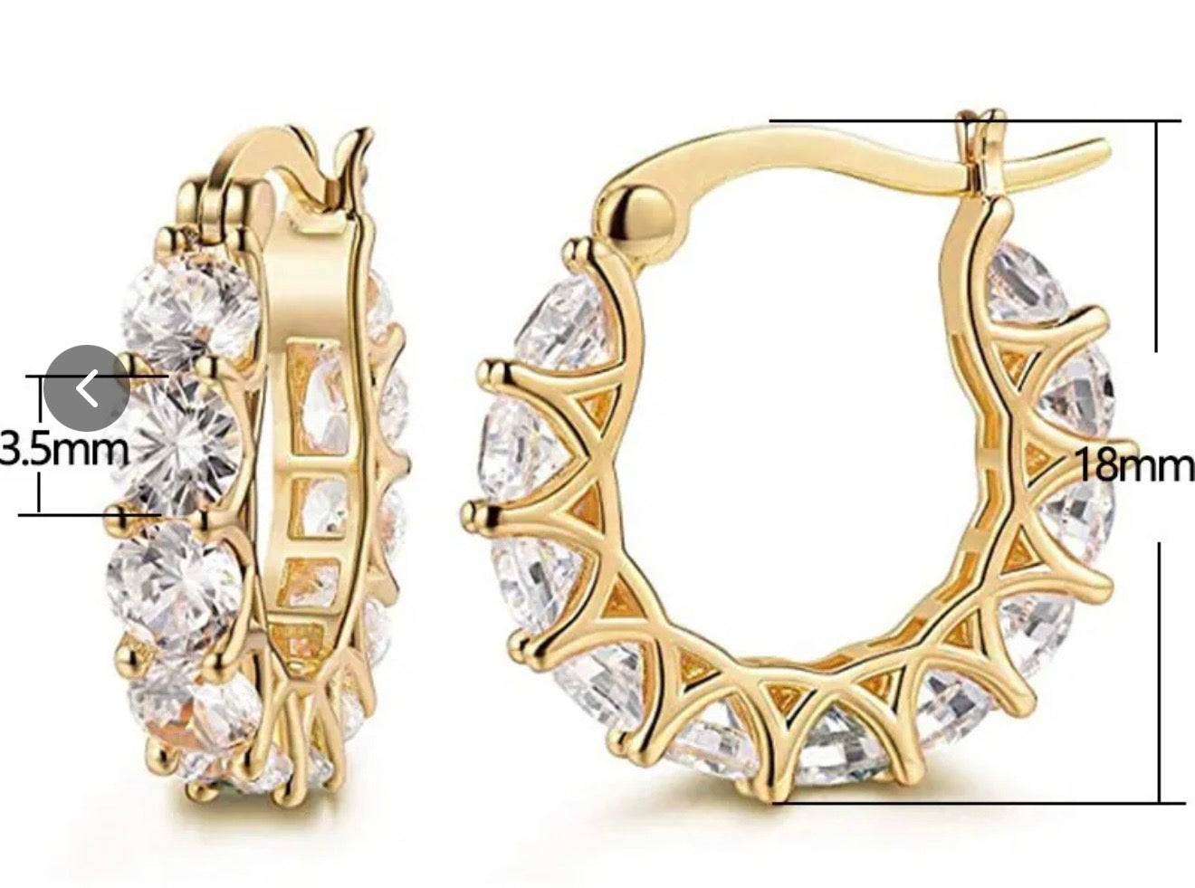 Aretes Hoop Dorados con Zirconias