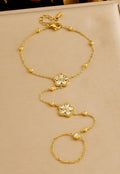 Pulsera de Anillo diseño Floral Dorada