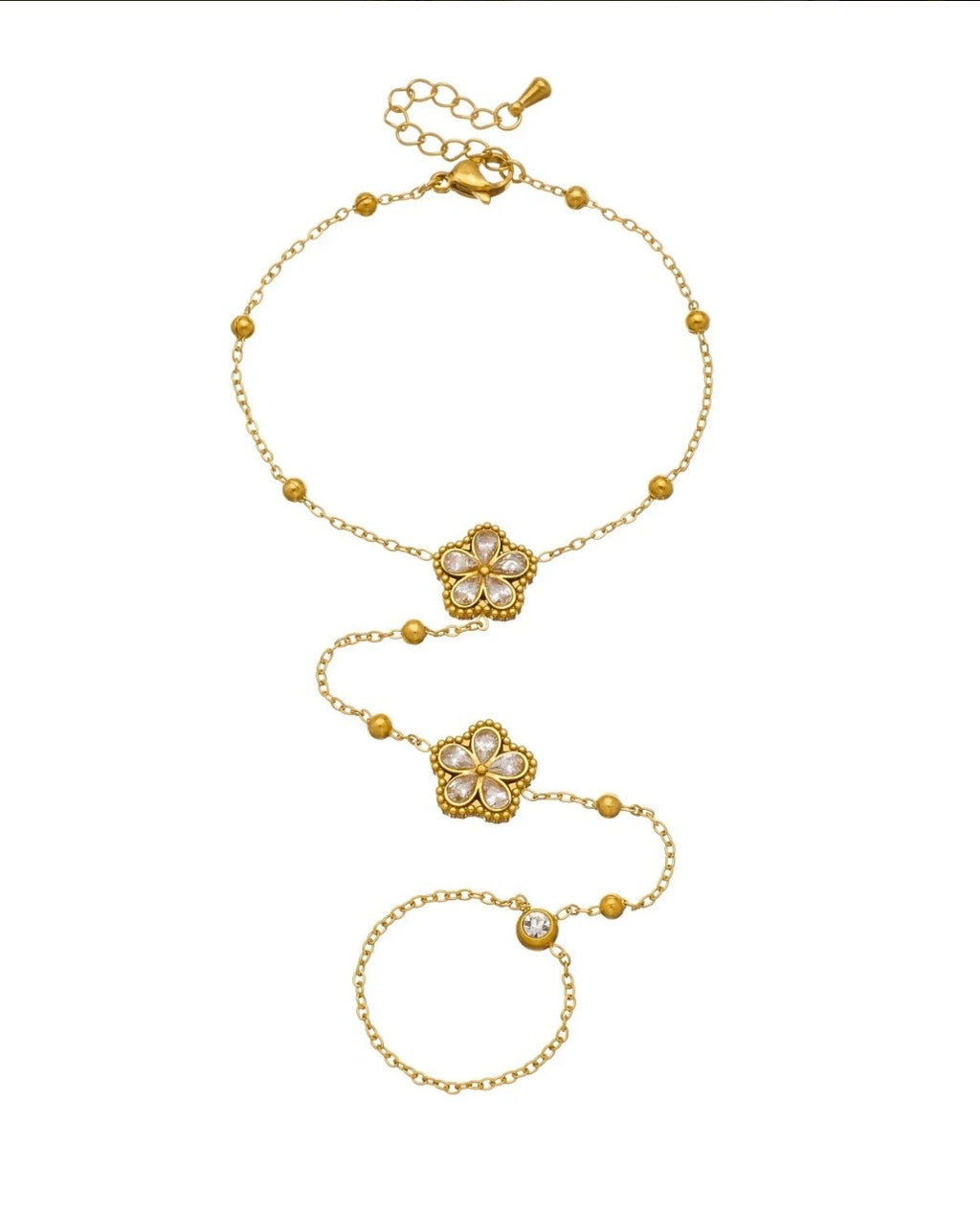 Pulsera de Anillo diseño Floral Dorada