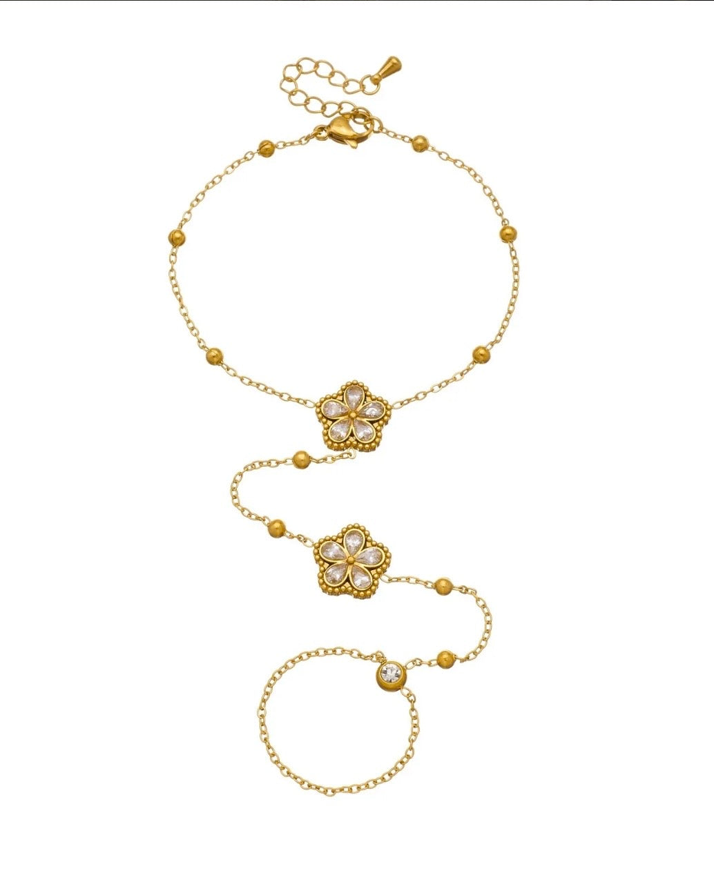 Pulsera de Anillo diseño Floral Dorada