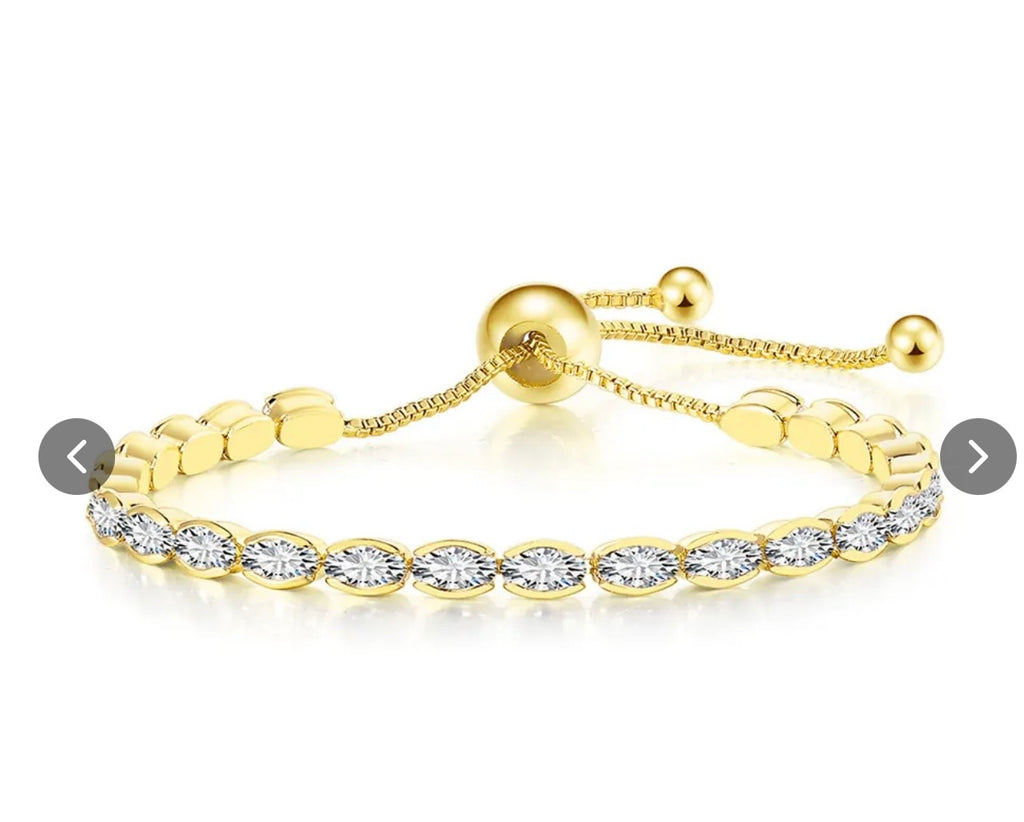 Pulsera Ajustable Dorada con Zirconias